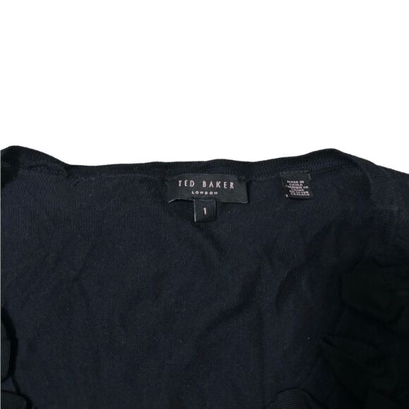 Ted Baker Black Ruffle Button Down Blouse - Picture 4 of 5